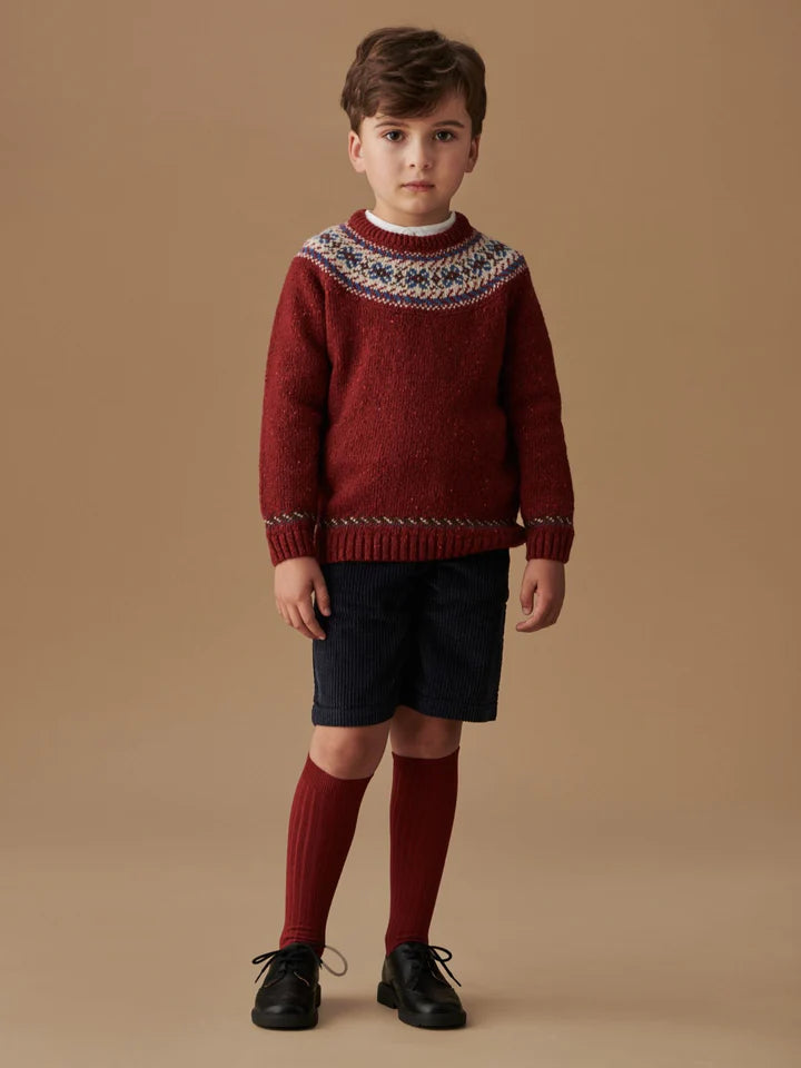 Merino Fair Isle Sweater - Dark Red