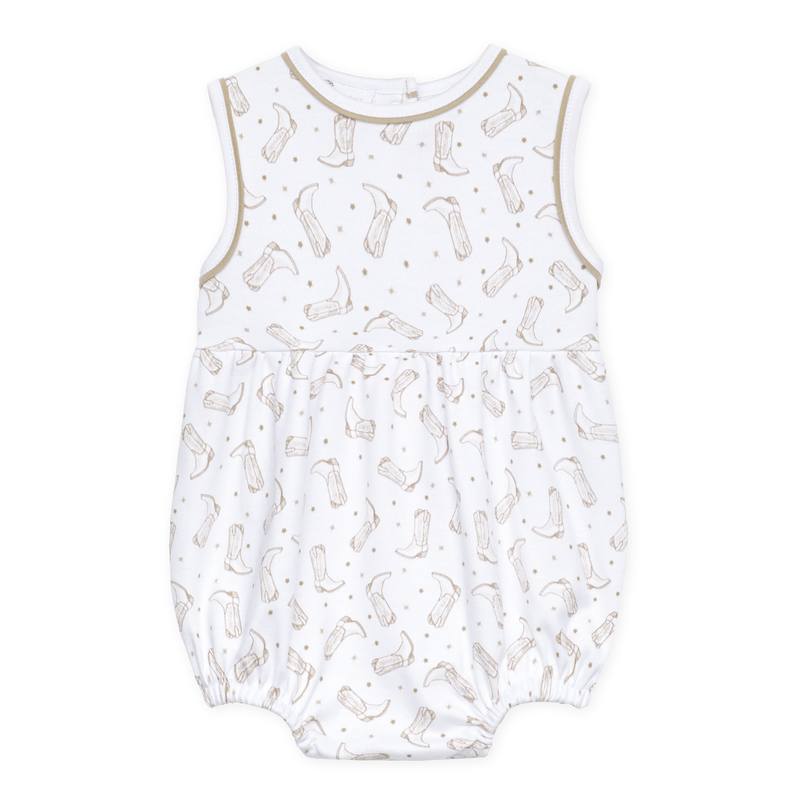 Magnolia Baby Darling Cowboy Boots Printed Bubble- Ivory