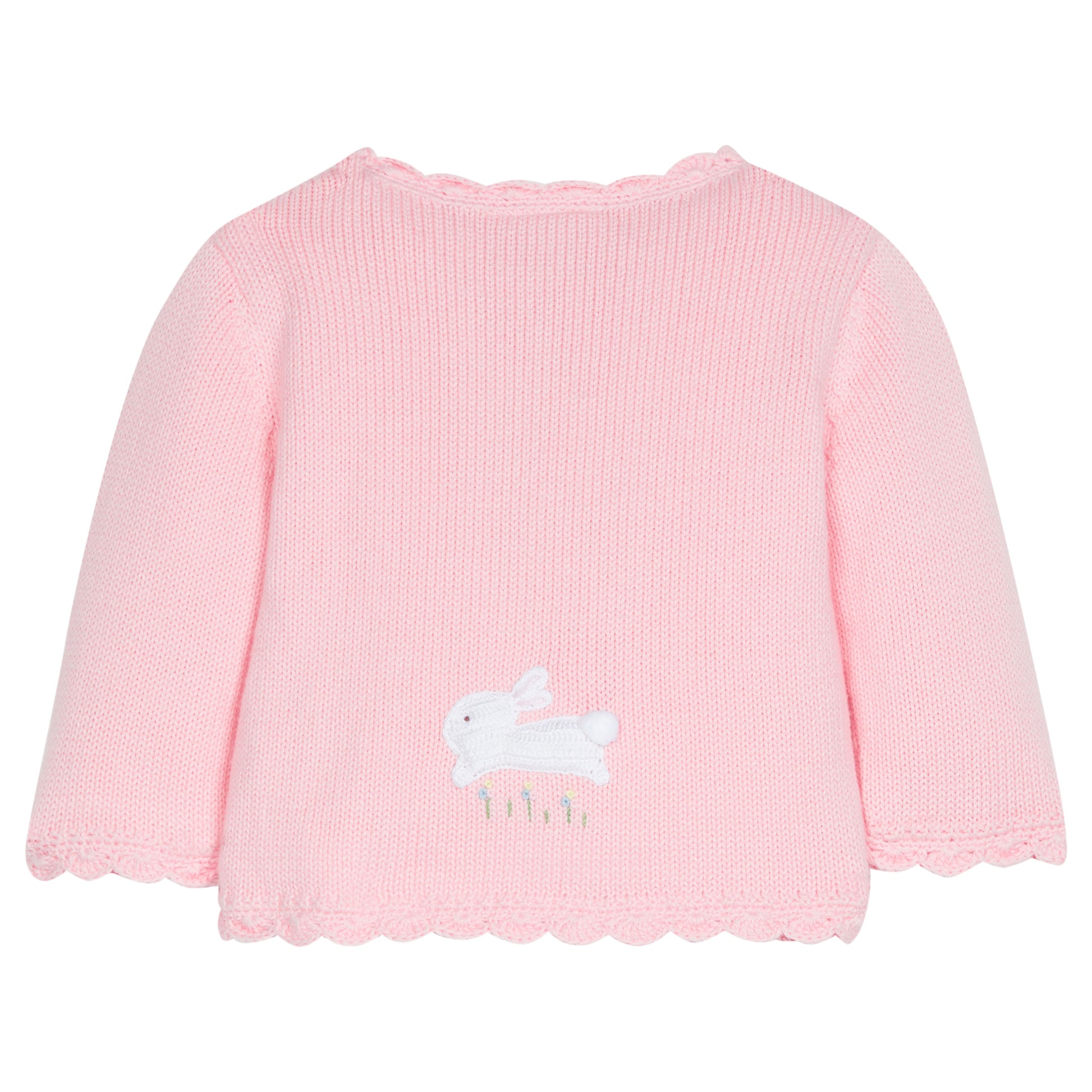 Little English Crochet Sweater - Pink Bunny