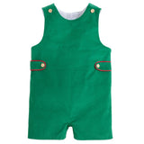 Little English Button Tab Jon Jon- Evergreen Corduroy
