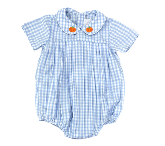 James and Lottie Finn Blue Gingham Collared Pumpkin Bubble