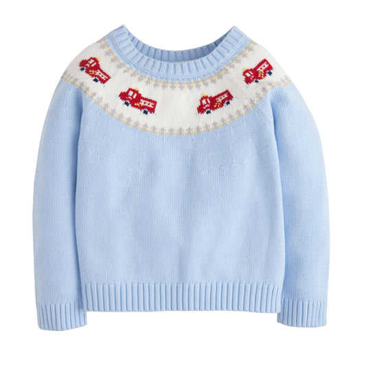 Little English Fire Truck Fair Isle Sweater