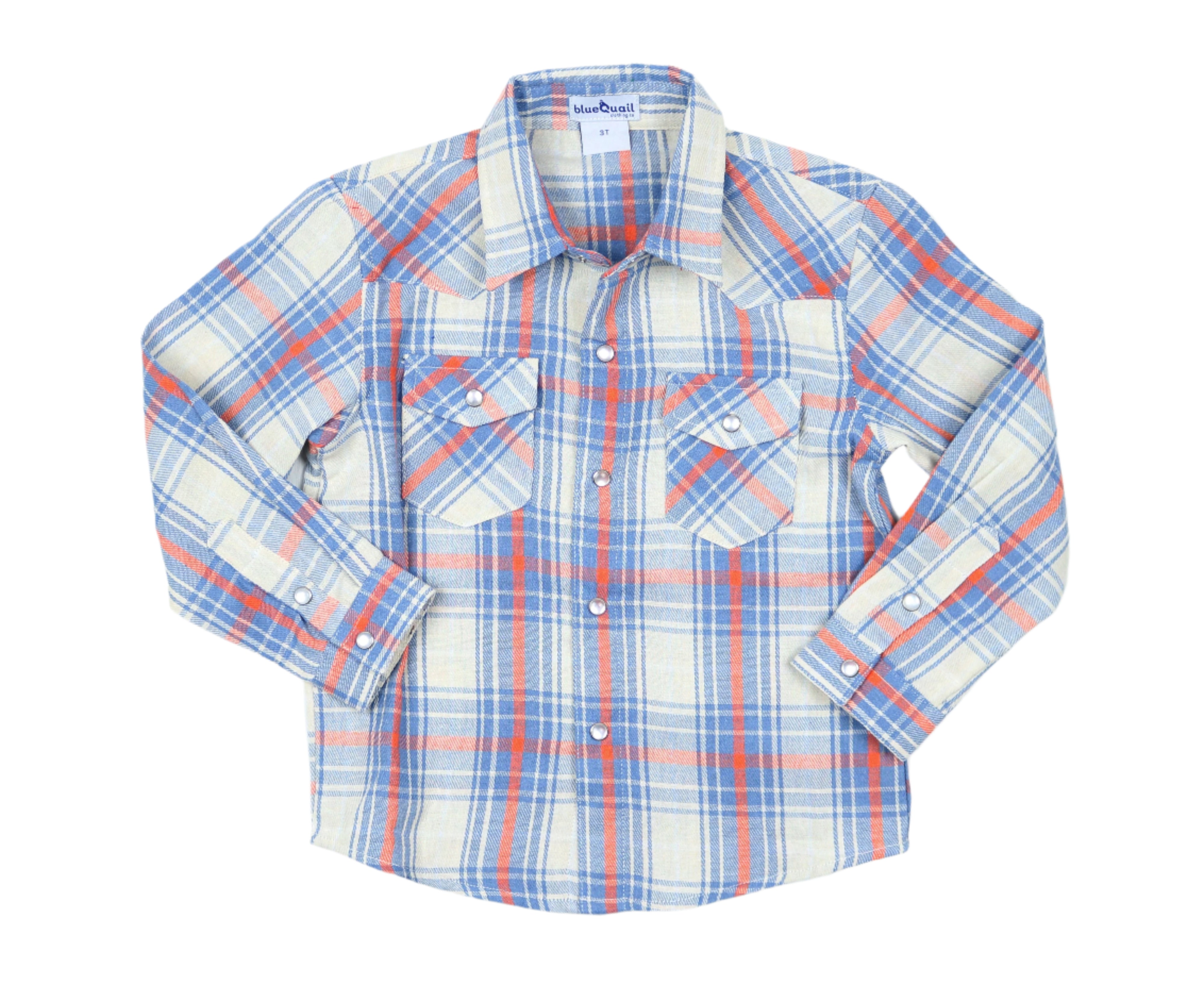 BlueQuail All American Plaid Pearl Snap Long Sleeve Shirt