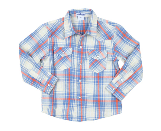 BlueQuail All American Plaid Pearl Snap Long Sleeve Shirt