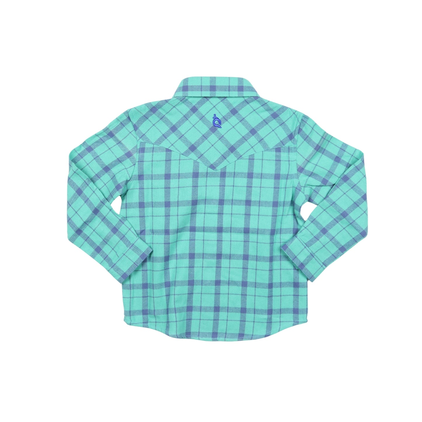 BlueQuail Blue & Green Plaid Flannel Pearl Snap Long Sleeve Shirt