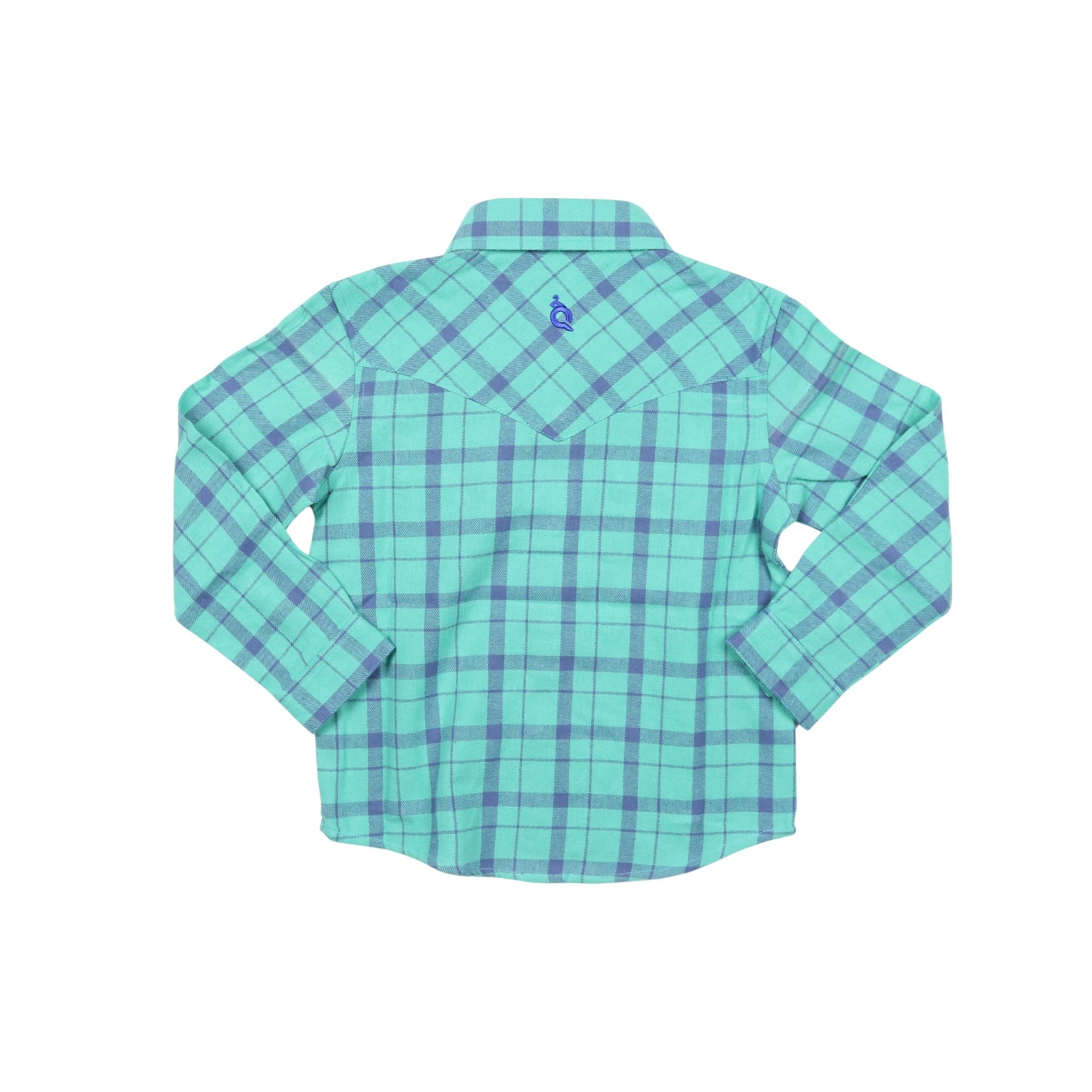 BlueQuail Blue & Green Plaid Flannel Pearl Snap Long Sleeve Shirt