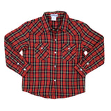 Holiday Plaid Flannel Pearl Snap Long Sleeve Shirt