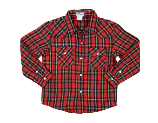 BlueQuail Holiday Plaid Pearl Snap Long Sleeve Shirt