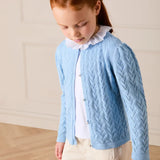 Openwork Cotton Cardigan in Sky Blue