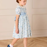 Audrey Toile Medium Bow Hairband in Blue