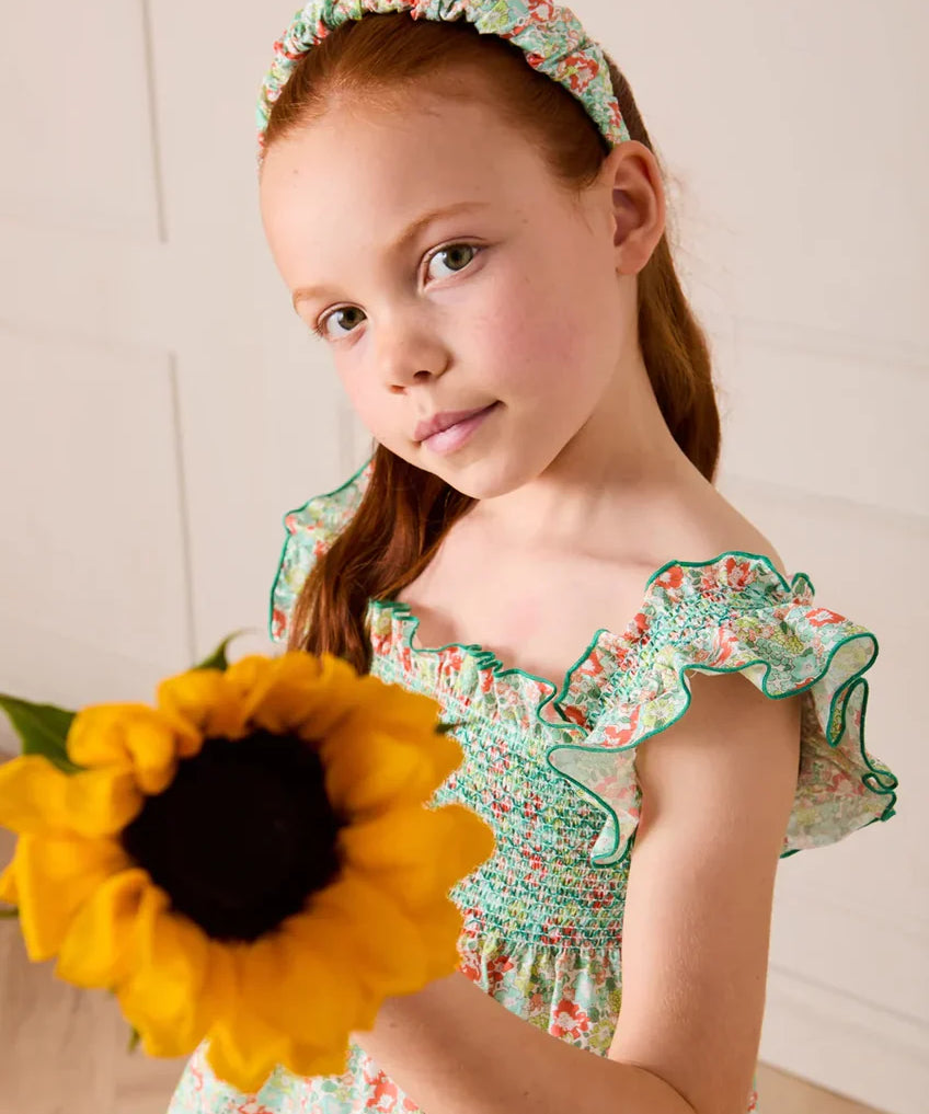 Mabel Floral Scrunchie Hairband in Orange