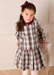 Whittaker Check Long Sleeve Pleated Dress in Burgundy