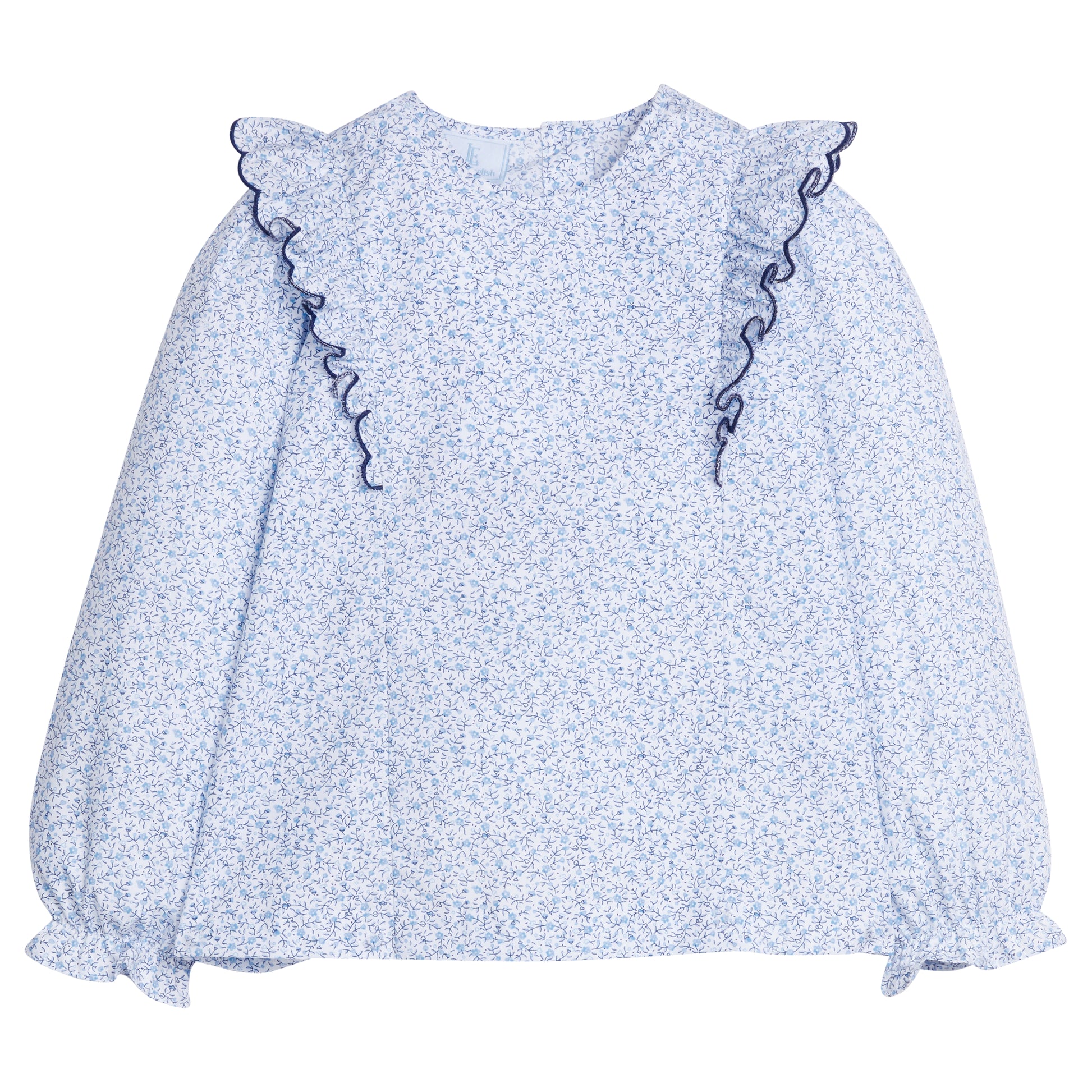 Little English Flutter Blouse- Blue Vinings