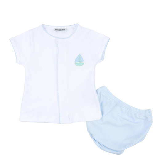 Magnolia Baby Sweet Sailing Embroidered Diaper Cover Set- Blue