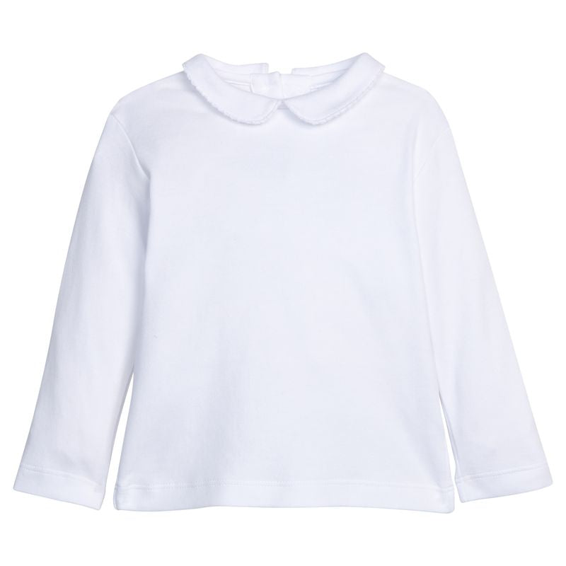 Little English Peter Pan Picot Shirt- White