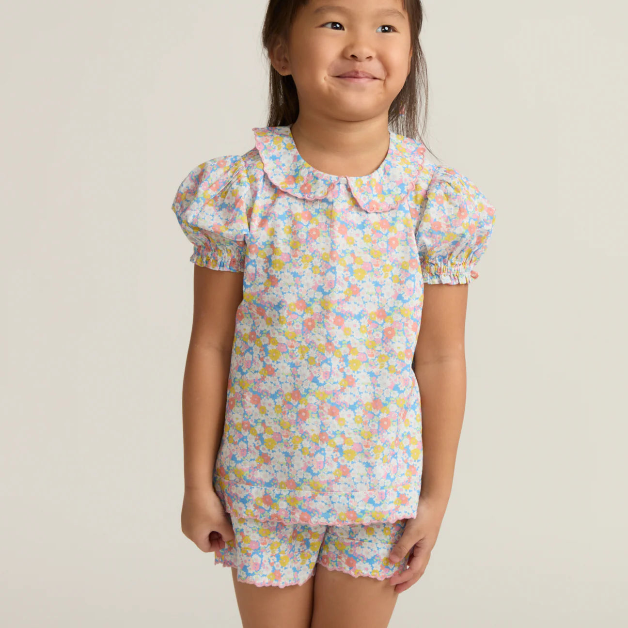Minnow Jasmine Blossom Puff Sleeve Short Set