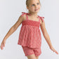 Cranberry Gingham Smocked Short Set