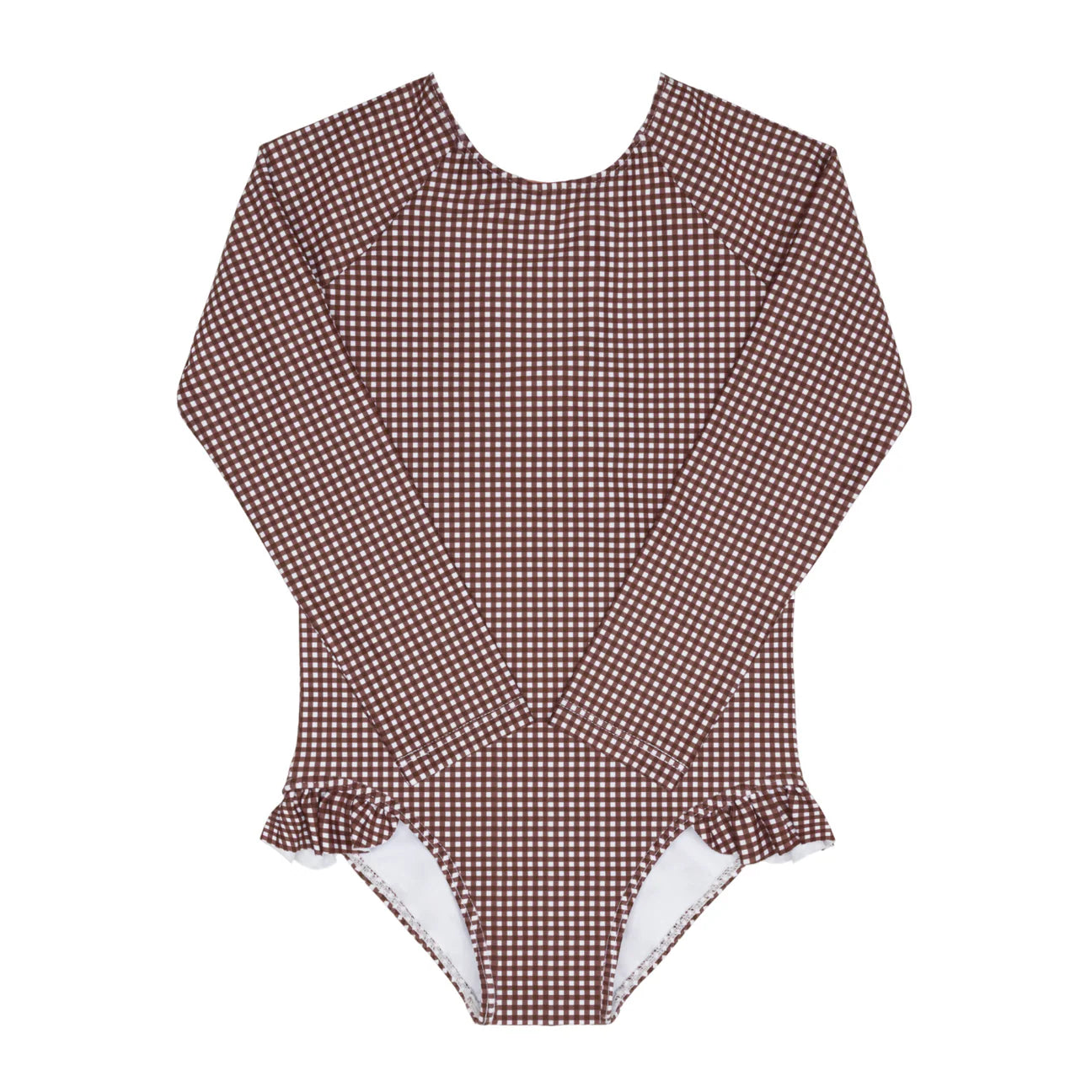 Minnow Cocoa Gingham Rashguard One Piece