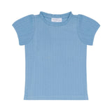 Minnow Dusk Blue Puff Sleeve Pointelle Shirt