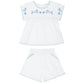 Minnow White Embroidered Cap Sleeve Top and Short Set