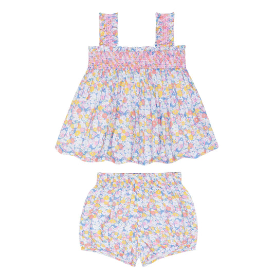 Minnow Jasmine Blossom Smocked Top and Bloomer Set