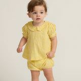 Soleil Gingham Puff Sleeve Top and Bloomer Set
