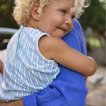 Minnow Tamarin Stripe French Terry Cloth Bubble Romper for Baby Boy