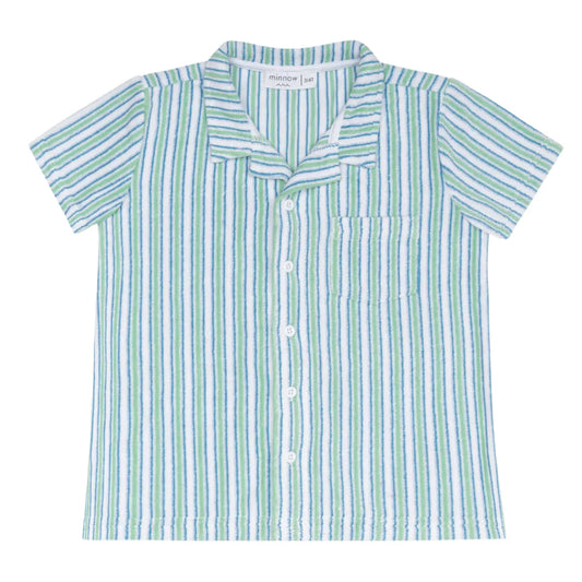 Minnow Tamarin Stripe French Terry Button Up