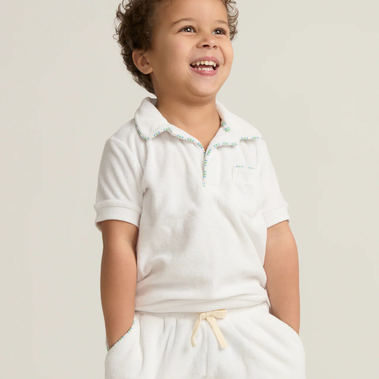 Shell White French Terry Polo Shirt