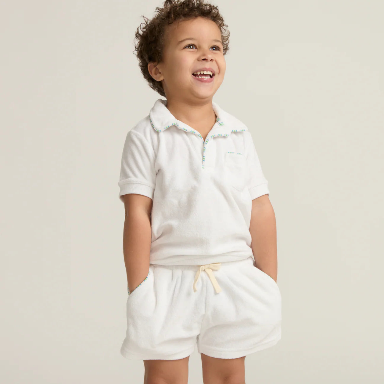 Shell White French Terry Shorts