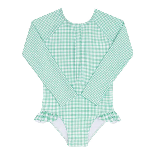 Minnow  Gustavia Gingham Front Zip Rashguard One Piece 