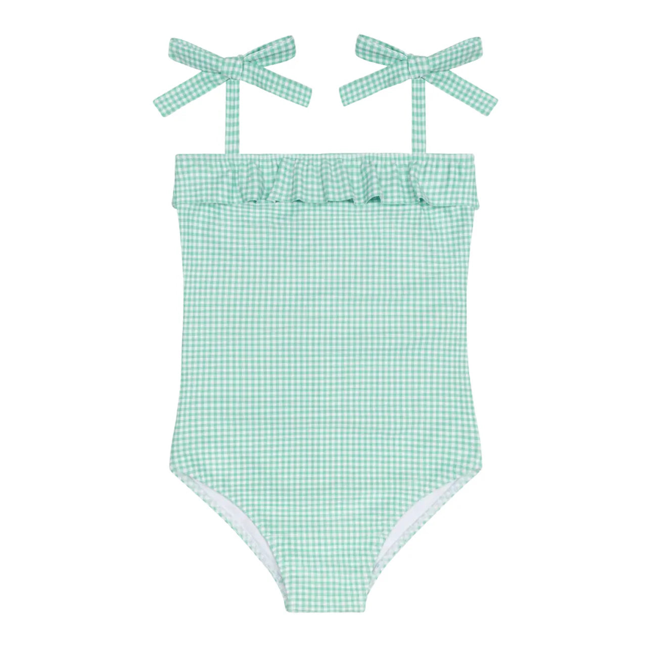Minnow Gustavia Gingham Ruffle Front Tie Strap One Piece