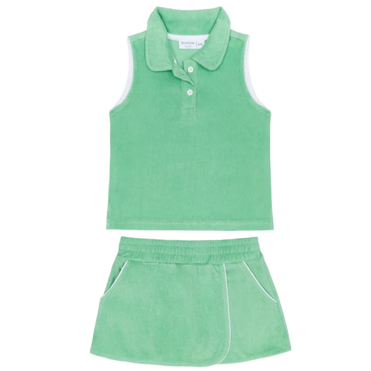 Minnow Gustavia Green French Terry Tennis Tank Top and Skort Set