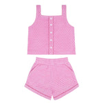 Minnow Blush Dot French Terry Button Tank and Short Set