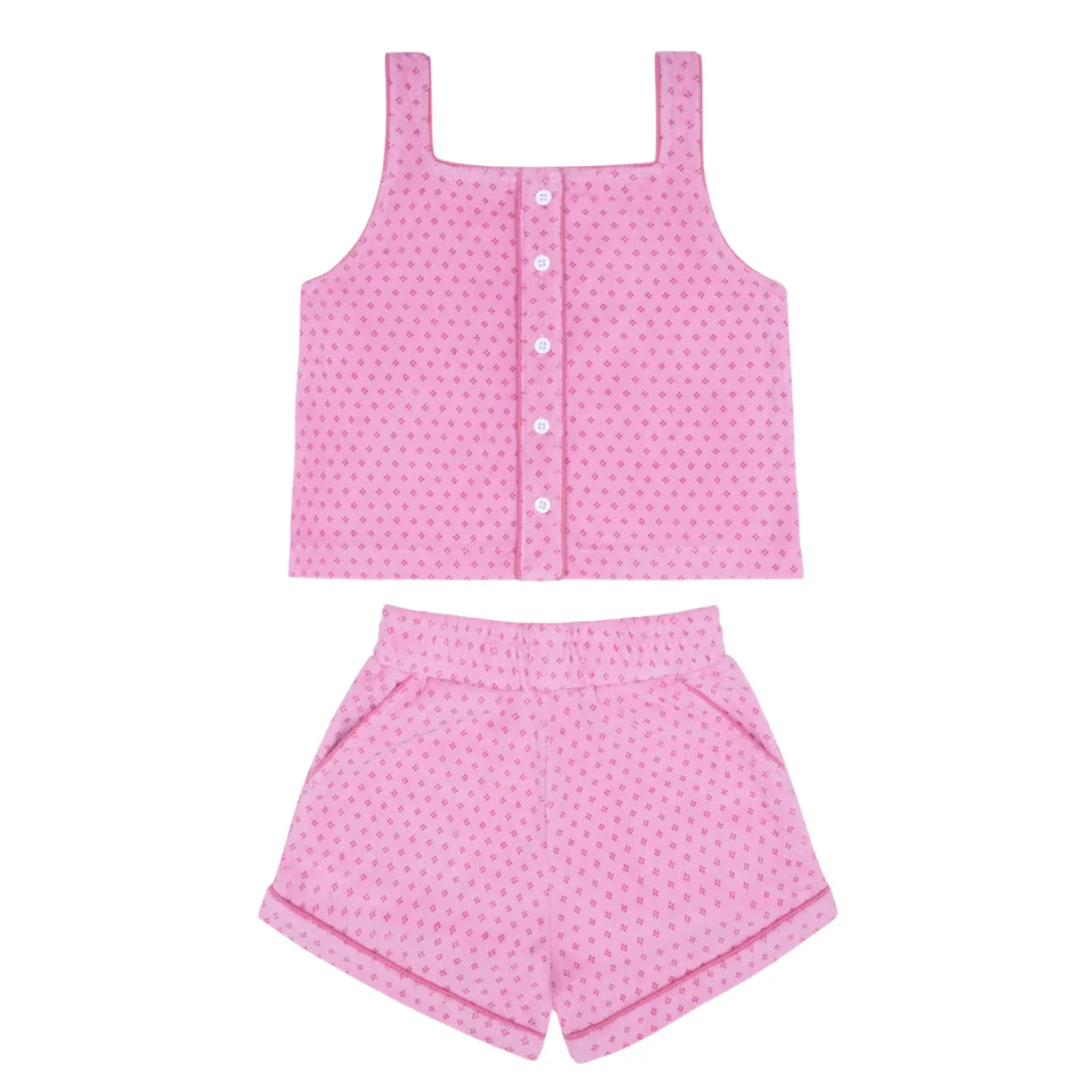 Minnow Blush Dot French Terry Button Tank and Short Set