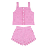 Minnow Blush Dot French Terry Button Tank and Short Set