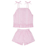 Minnow Blush Gingham Tie Tank and Short Set
