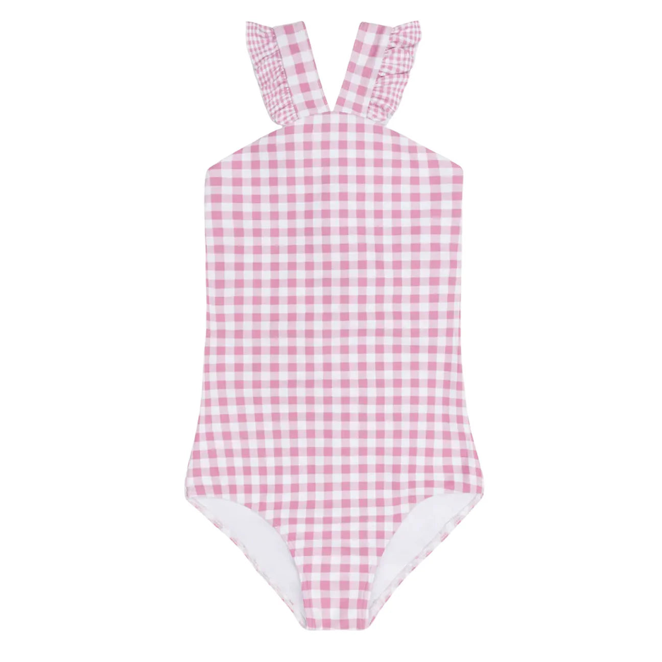 Minnow Blush Gingham V-Neck Crossover One Piece