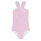 Minnow Blush Gingham V-Neck Crossover One Piece