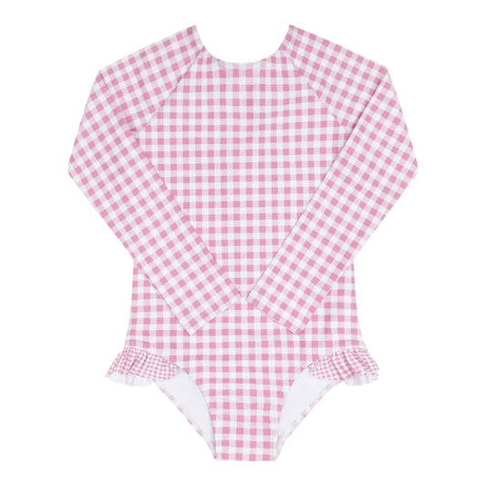 Minnow Blush Gingham Rashguard One Piece