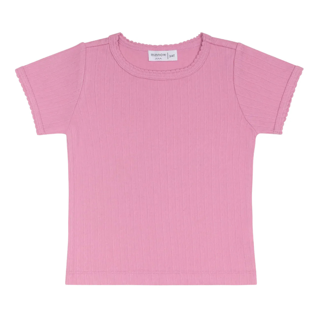 Minnow Blush Pointelle Puff Sleeve Shirt