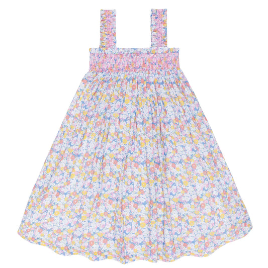 Minnow Jasmine Blossom Smocked Ruffle Strap Dress
