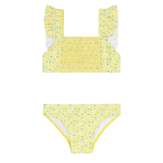 Minnow Petite Fleur Smocked Ruffle Strap Bikini
