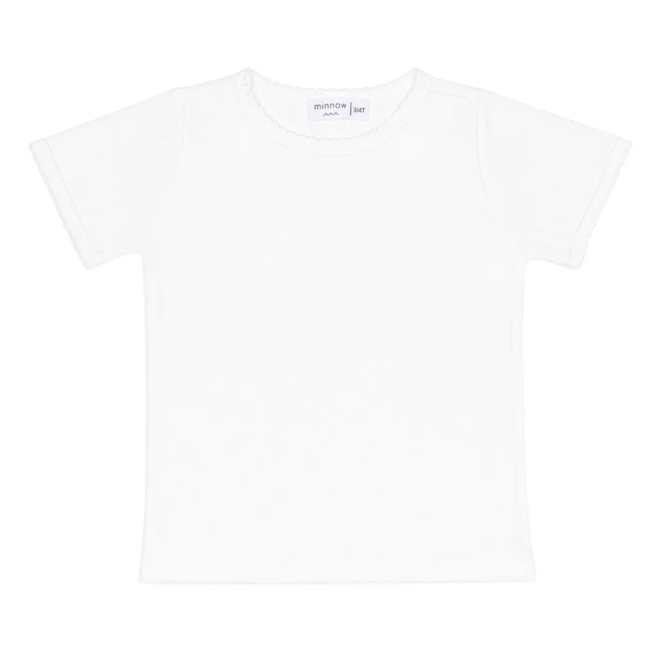 Minnow Shell White Pointelle Puff Sleeve Shirt