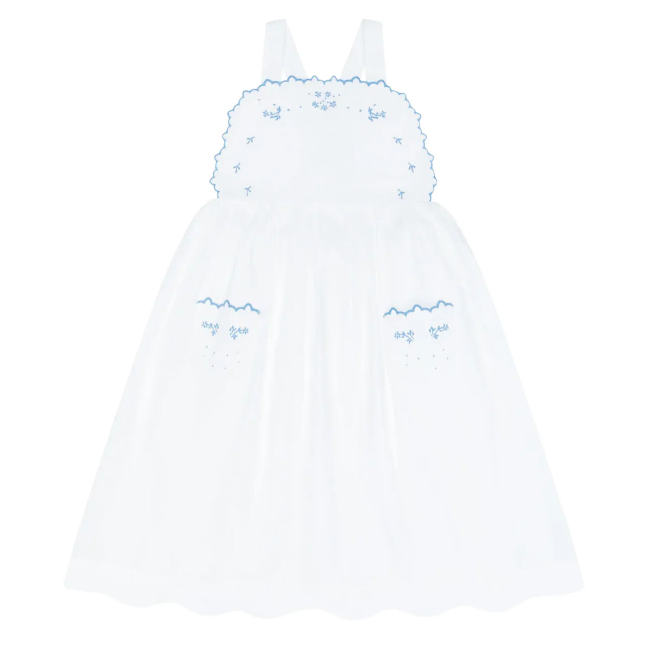 Minnow Shell White Cross Back Pinafore Dress