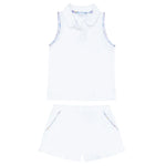 Minnow Shell White French Terry Tennis Tank Top and Short Set