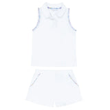 Minnow Shell White French Terry Tennis Tank Top and Short Set