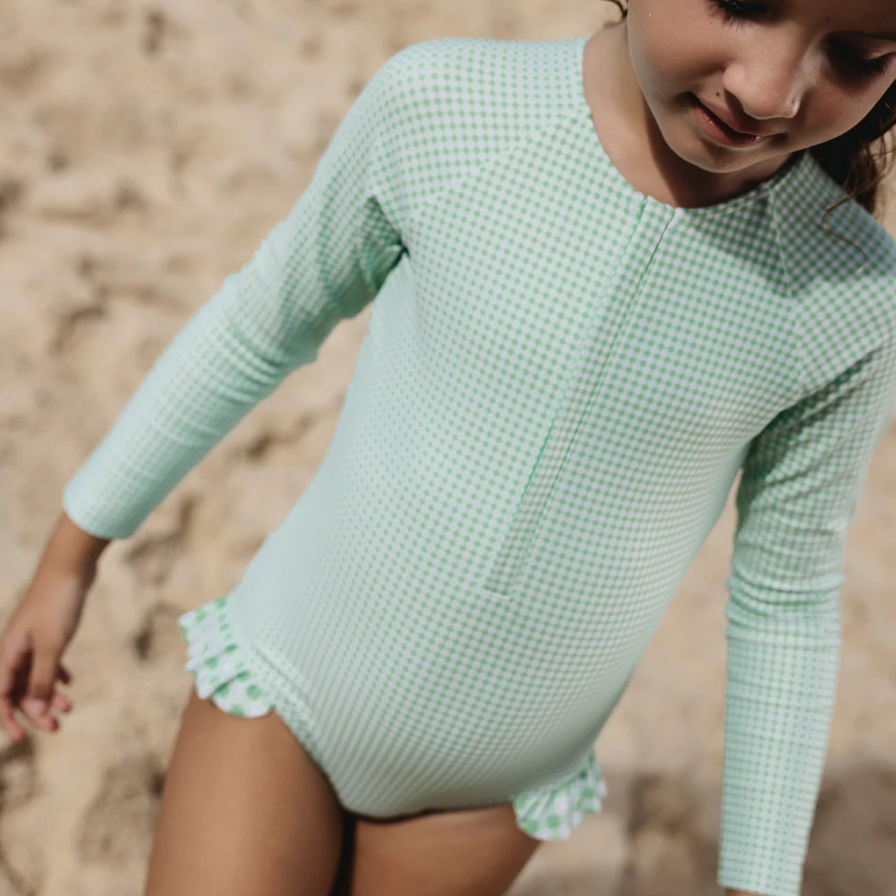 Gustavia Gingham Front Zip Rashguard One Piece