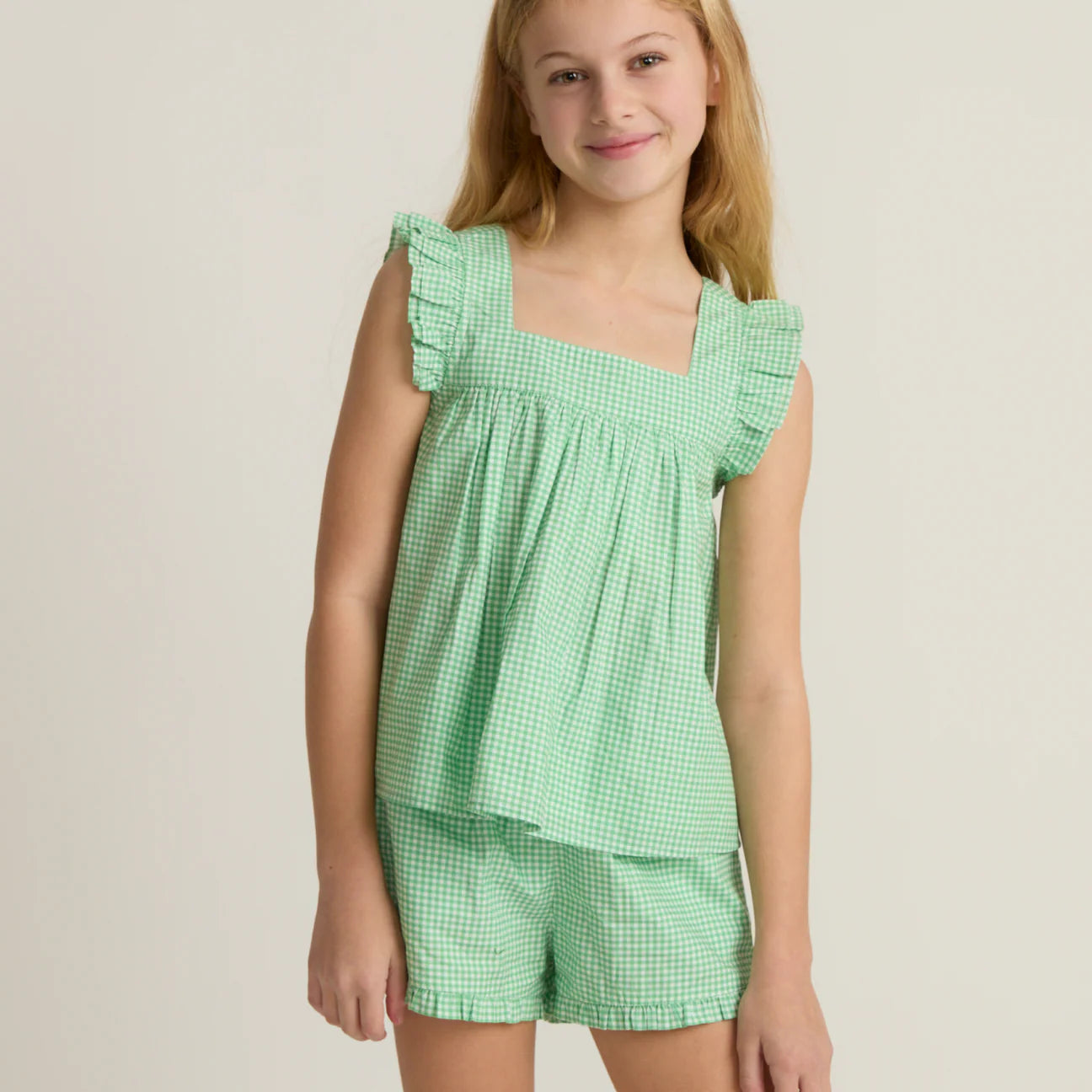 Gustavia Gingham Ruffle Top and Short Set