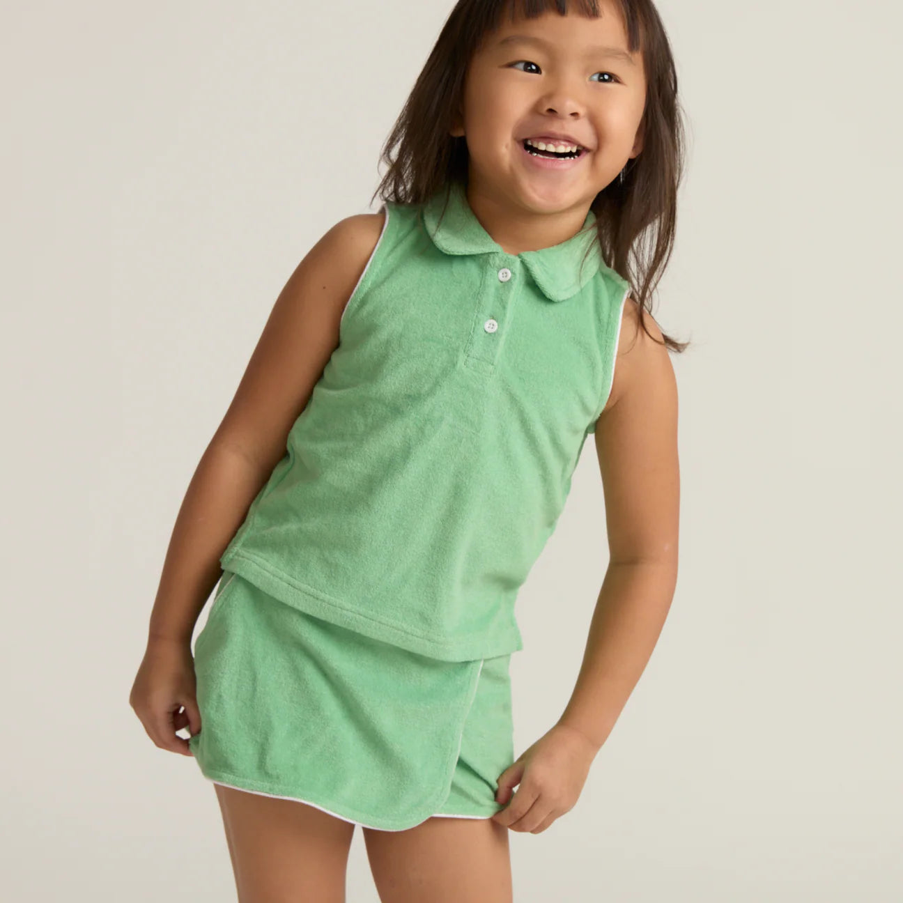 Gustavia Green French Terry Tennis Tank Top and Skort Set